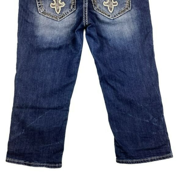Rock Revival Julie Womens Distressed Capri Jeans Size 29 Blue Denim - Picture 6 of 12